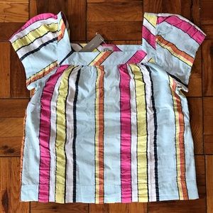NWT JCrew Square-neck top in seersucker ribbons